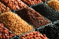 Dried berries on the counter. Raisins, dried apricots, prunes. Vegan food Royalty Free Stock Photo