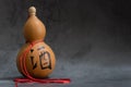 Dried bottle gourd on black background view,the chinese means is wine Royalty Free Stock Photo