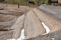 Dried bottom tiled with stones of KlÃÂ¶ntalersee lake Royalty Free Stock Photo