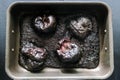 dried burned black carbonized apples food