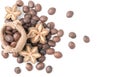 Dried capsule seeds fruit of sacha-Inchi peanut isoalted Royalty Free Stock Photo