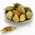Dried cardamom pods and seeds, paths Royalty Free Stock Photo