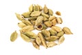 Dried cardamom on white