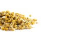 Dried Chamomile Flowers on a White Background