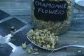 Dried Chamomile flowers for tea and health Royalty Free Stock Photo