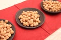 Dried chick peas in a bowl