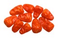 Dried Chilte Pequin peppers, top, paths