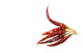 Dried chili peppers on white background Royalty Free Stock Photo