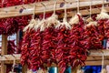 Dried Chili Ristras at Farmers Market Royalty Free Stock Photo