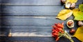 Dried chilli on table, Flat lay of red dried Chilli peppers on rustic wooden table Royalty Free Stock Photo