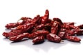 Dried chillies on white background. Generative AI