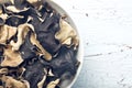 Dried chinese black fungus. Jelly ear