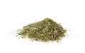 Dried chopped herb on white isolated background Royalty Free Stock Photo