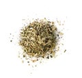 Dried chopped herb on white isolated background Royalty Free Stock Photo