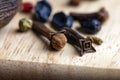 Dried clove spices on the board