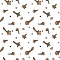 Dried cloves white seamless pattern