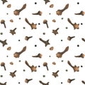 Dried cloves white seamless pattern