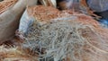 Dried coconut skin which can be used as material for burning fish