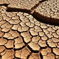 Dried, cracked earth forms an intricate pattern of polygonal shapes, typical of arid Royalty Free Stock Photo