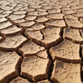 Dried, cracked earth forms a pattern of irregular polygons, indicative of arid condition Royalty Free Stock Photo