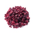 Dried cranberries. White background. Isolated. Close-up. View from above