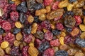 dried cranberries with yellow and black raisins mixed together