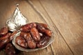 Dried date palm fruits or kurma, ramadan ( ramazan ) food Royalty Free Stock Photo