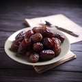 A bowl full of dried dates, a perfect snack full of sweet and sticky flavor.