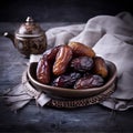 A bowl full of dried dates, a perfect snack full of sweet and sticky flavor.