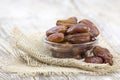 Dried dates in a bowl Royalty Free Stock Photo