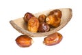 Dried dates fruit on the coconut shell