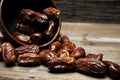 Dried dates fruit for iftar on Ramadan in the bowl