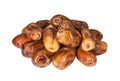Dried dates fruit on white background
