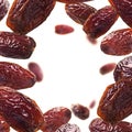 Dried dates levitate on a white background Royalty Free Stock Photo