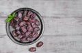 Dried dates on plate Royalty Free Stock Photo