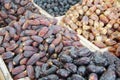 Dried dates sold at an Arabic market stall Royalty Free Stock Photo