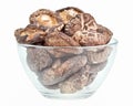 Dried field mushrooms in a glass bowl Royalty Free Stock Photo