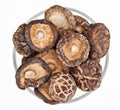 Dried field mushrooms in a glass bowl