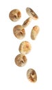 Dried fig fruits falling on background Royalty Free Stock Photo