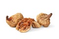 Dried figs. A bunch of fig fruits isolated on a white. Dried fruits Royalty Free Stock Photo