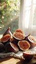 Dried figs and fresh figs in sunlight Royalty Free Stock Photo