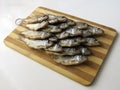 Dried fish close up isolated on white background Royalty Free Stock Photo