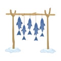 Dried fish icon, traditional delicious seafood ingredient