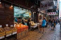 Dried fish and seafood street market stores in Sai Wan, Hongkong, November, 2019 Royalty Free Stock Photo