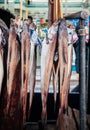 Dried fishes at Jagalchi seafood market, Busan, South Korea. Royalty Free Stock Photo