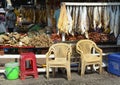 Dried fishes for sale at the market in Vietnam