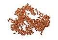 Dried flax seeds on white background