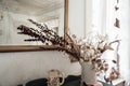 Dried Flora in Antique Vase Against Tin Wall - Abandoned House in Massachusetts