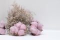 Dried flowers and pink serfs, flower arrangement