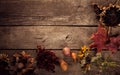 Dried Flowers on a wooden background Autumn thanksgiving Still L